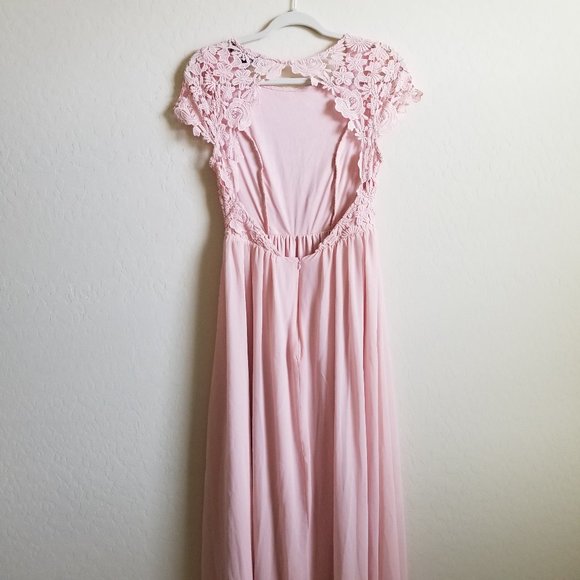 Lulu's The Greatest Blush Pink Lace Maxi Dress M - Picture 5 of 9